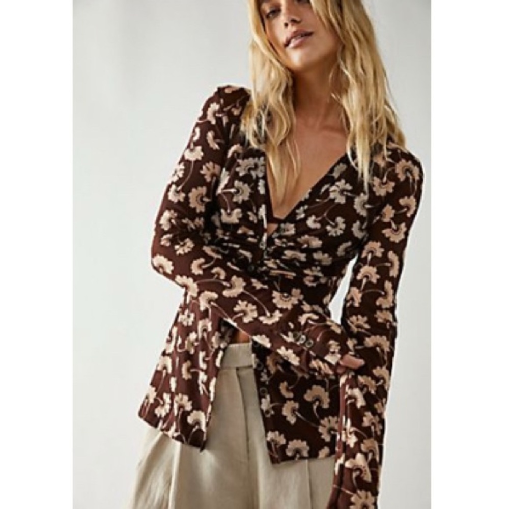 Free People Lucky Shirtee Button Up Collared Top